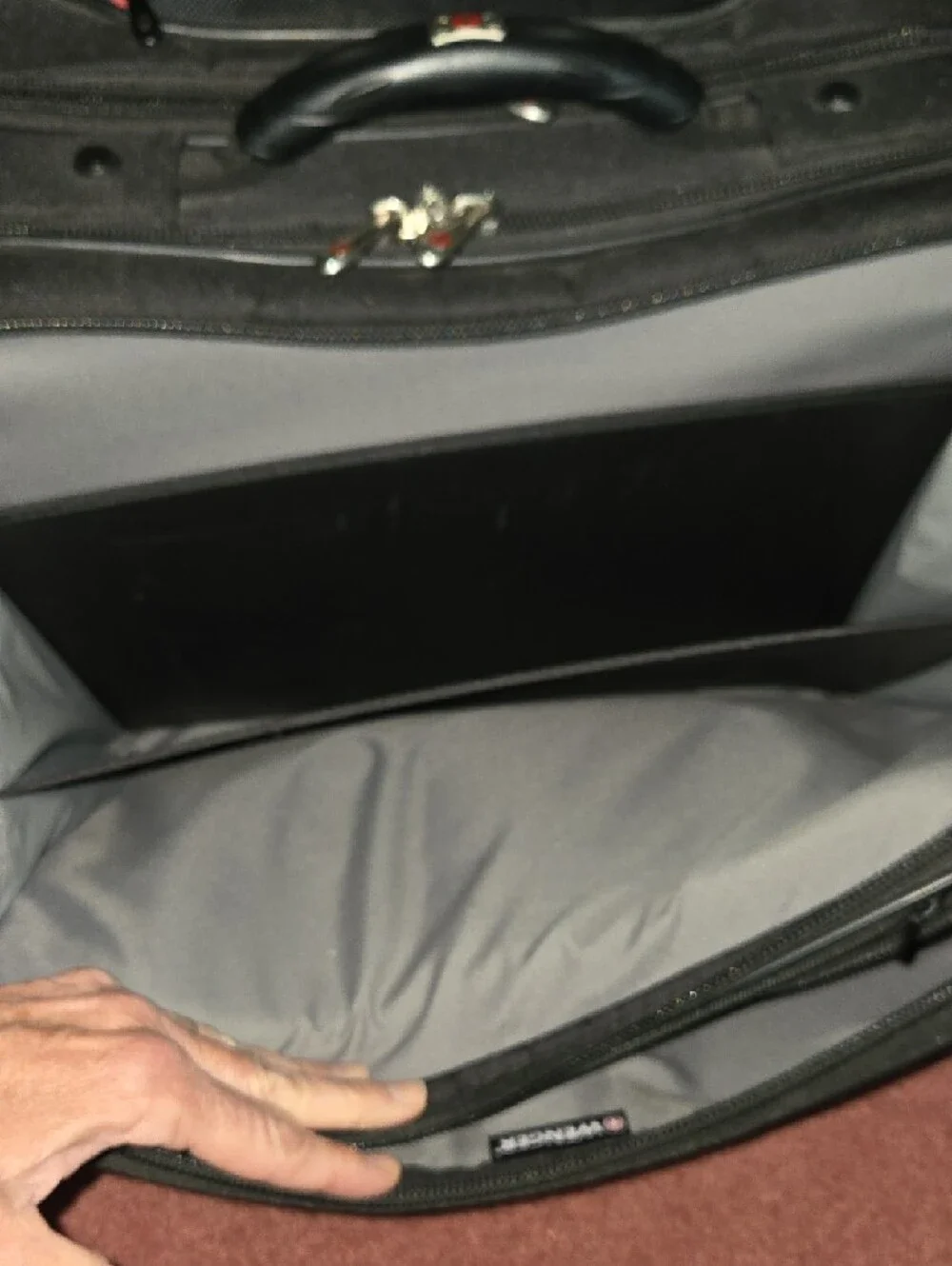 SwissGear Black Rolling Laptop Bag with Red Accents